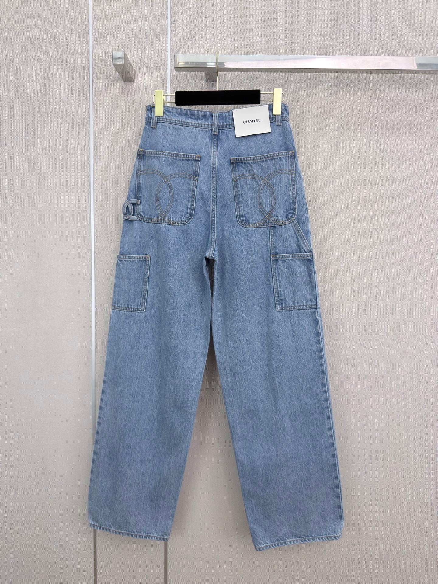 Straight-leg utility jeans