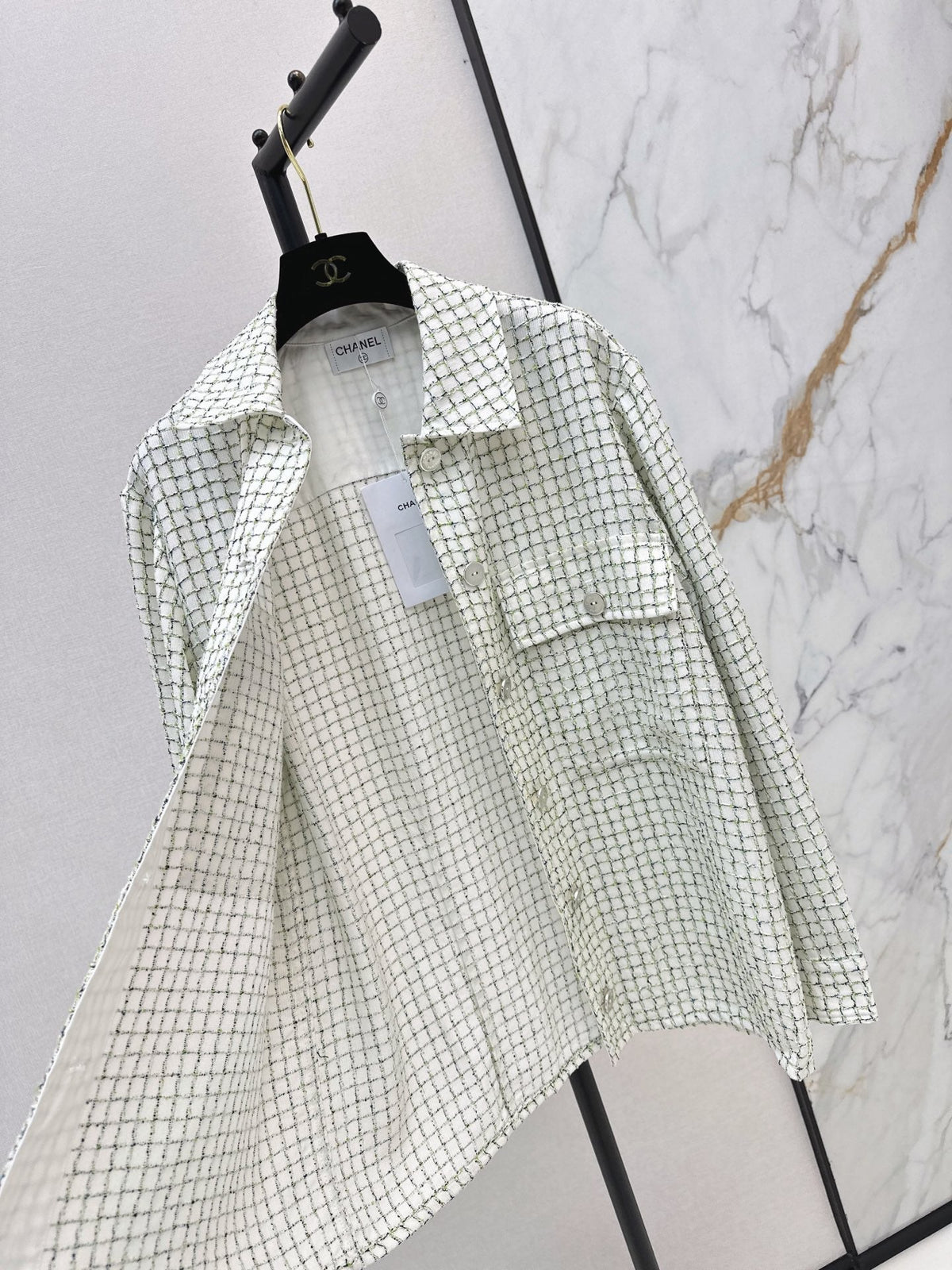 chanel/Knitted Tweed Shirt-Style Jacket