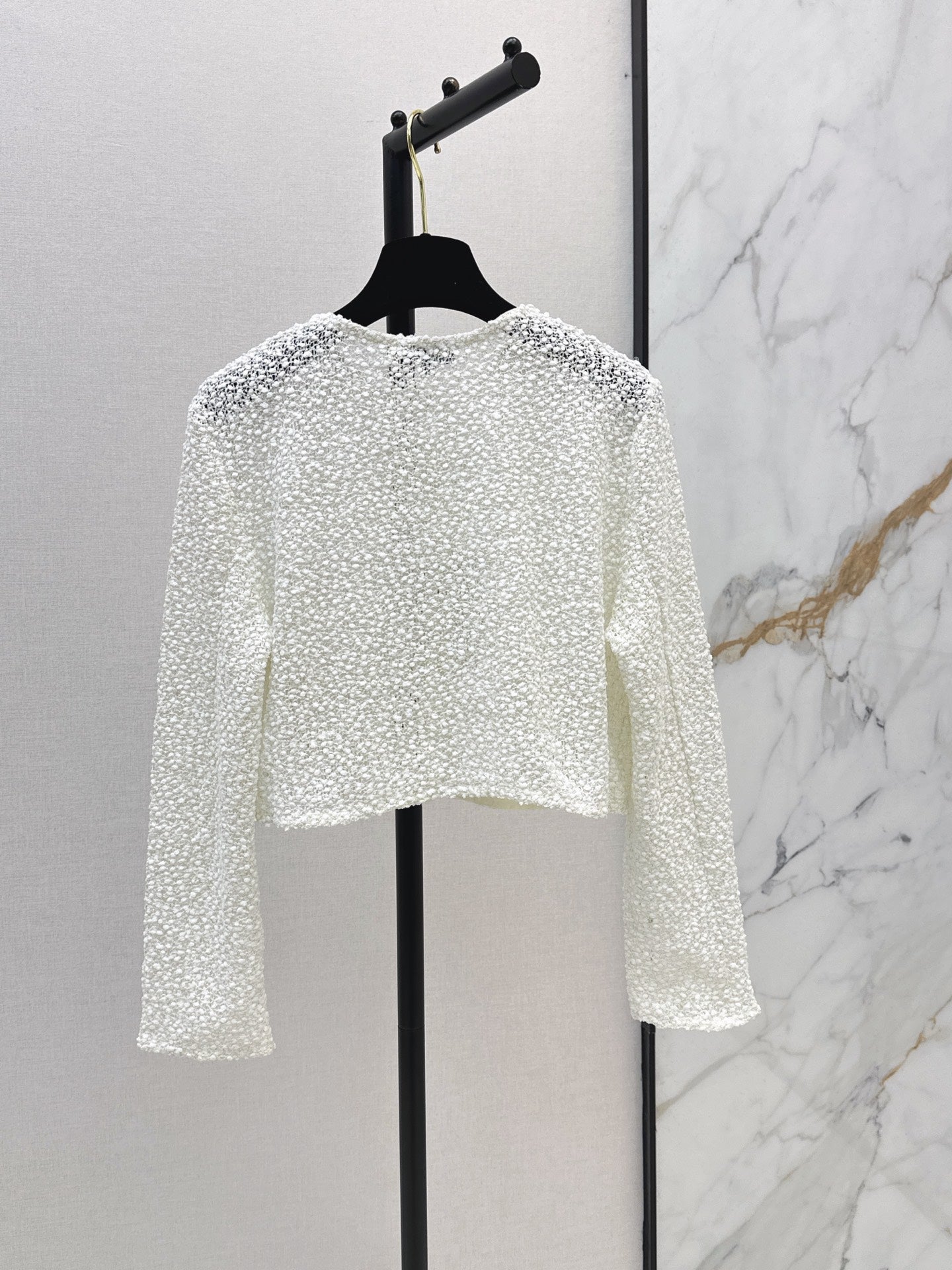 Chanel/White Sequined Cropped Jacket