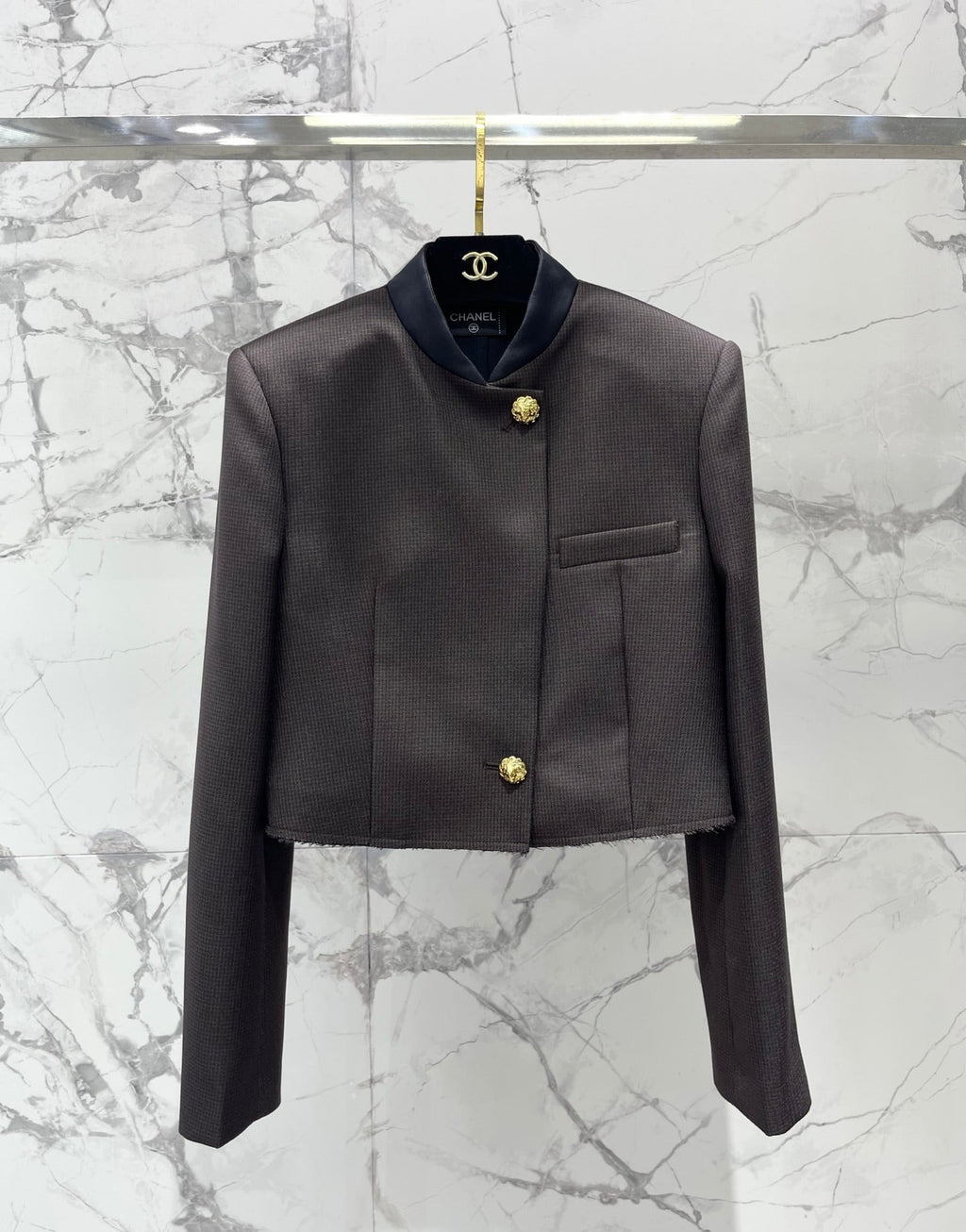 Chanel/Beige Half-Zip Knit Top