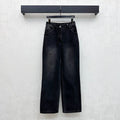 Chanel/Embroidered Straight-Leg Denim Trousers