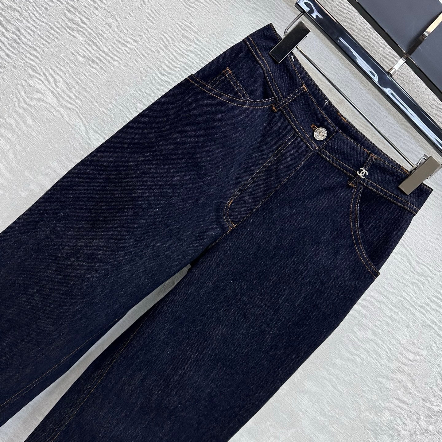 Chanel/Embroidered Straight-Leg Denim Trousers