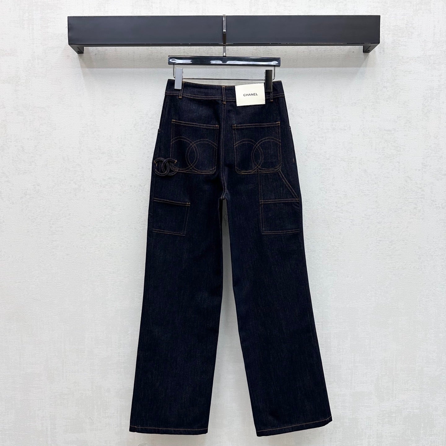 Chanel/Embroidered Straight-Leg Denim Trousers