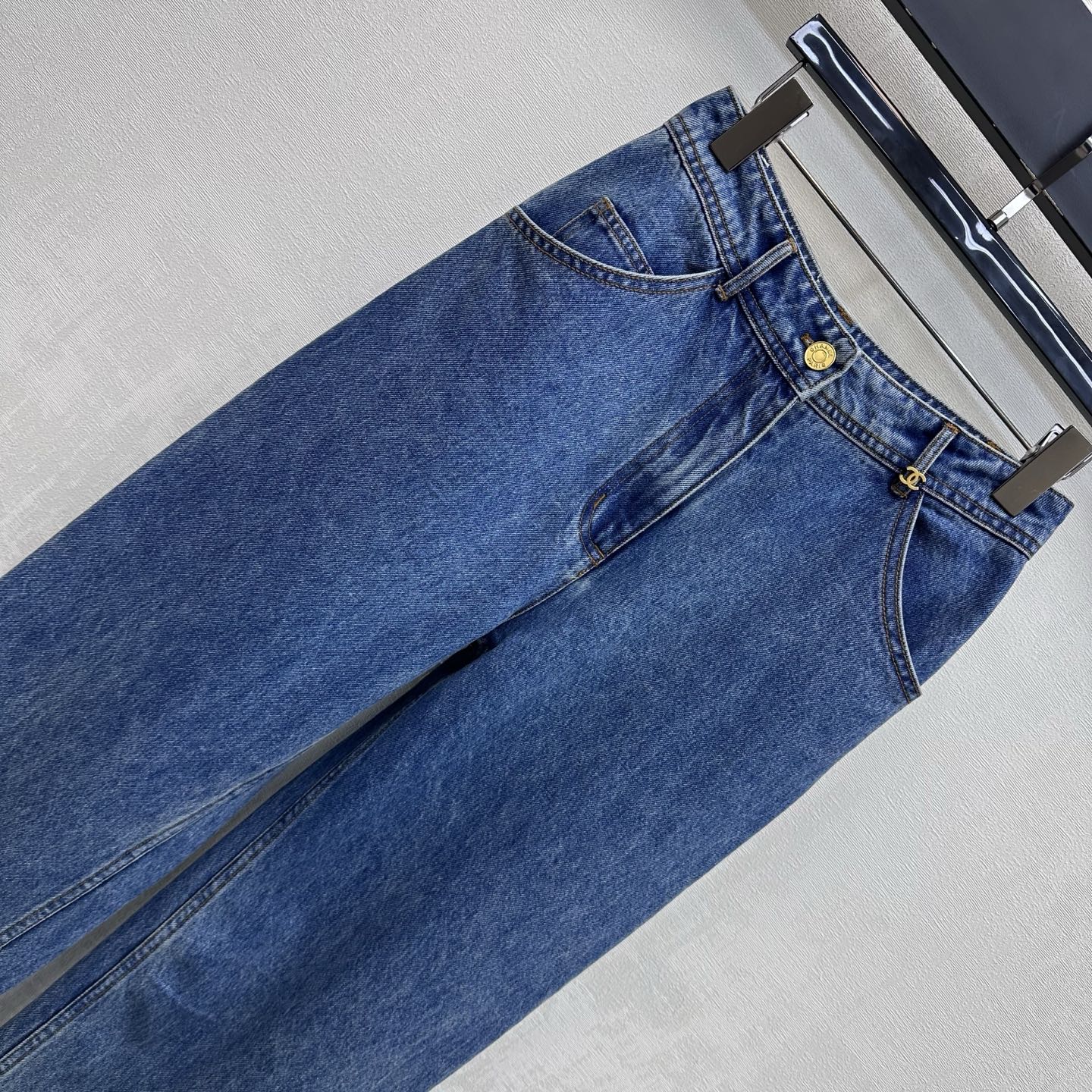 Chanel/Embroidered Straight-Leg Denim Trousers