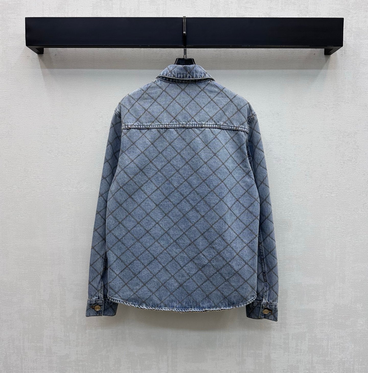 Chanel/Diamond-Quilted Denim Shirt with Collar