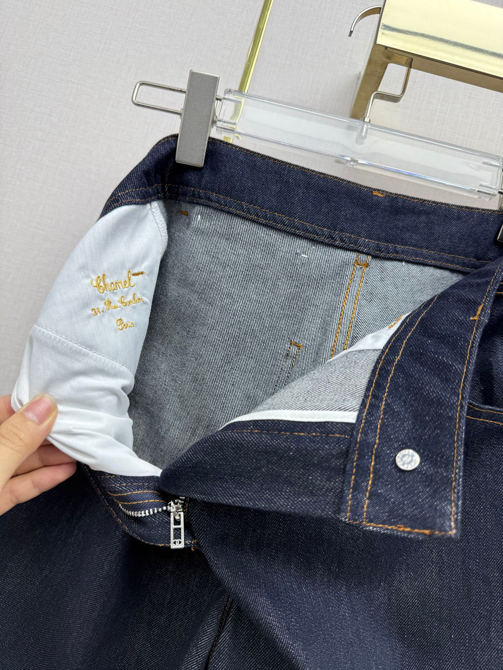 Chanel/Embroidered Straight-Leg Denim Trousers