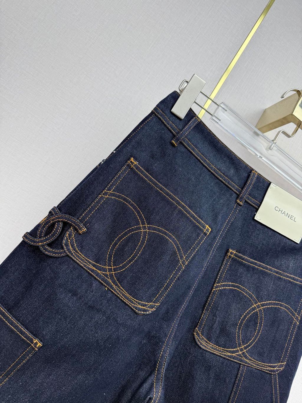 Chanel/Embroidered Straight-Leg Denim Trousers
