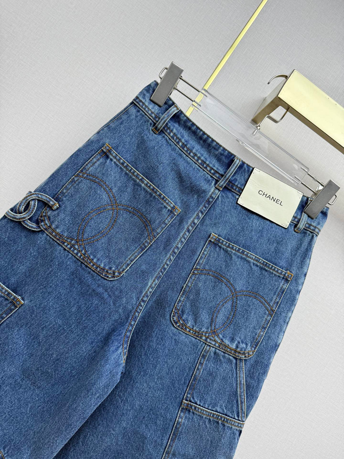 Chanel/Embroidered Straight-Leg Denim Trousers