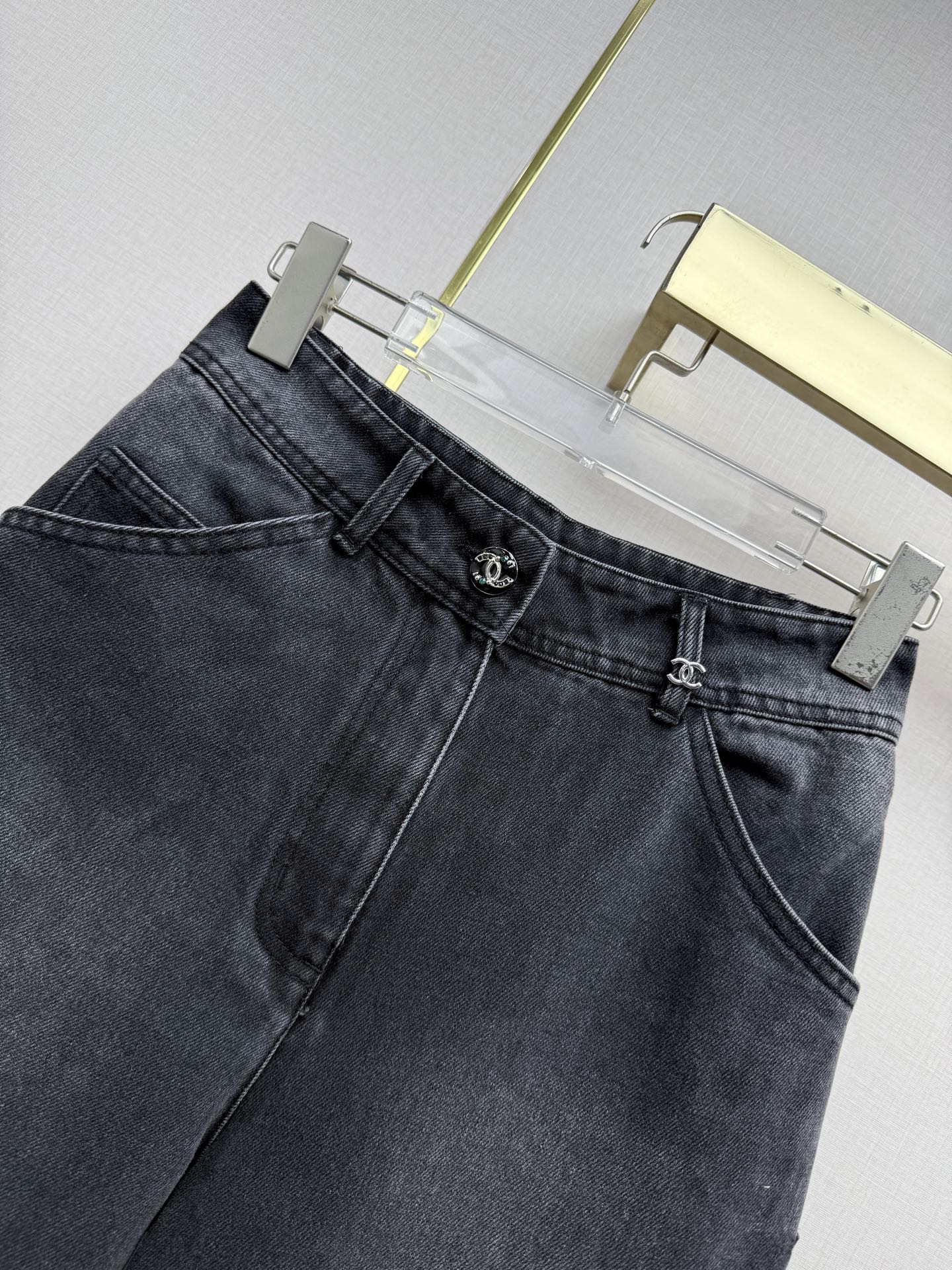 Chanel/Embroidered Straight-Leg Denim Trousers