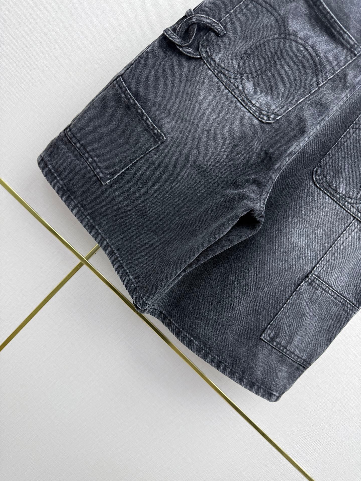 Chanel/Embroidered Straight-Leg Denim Trousers