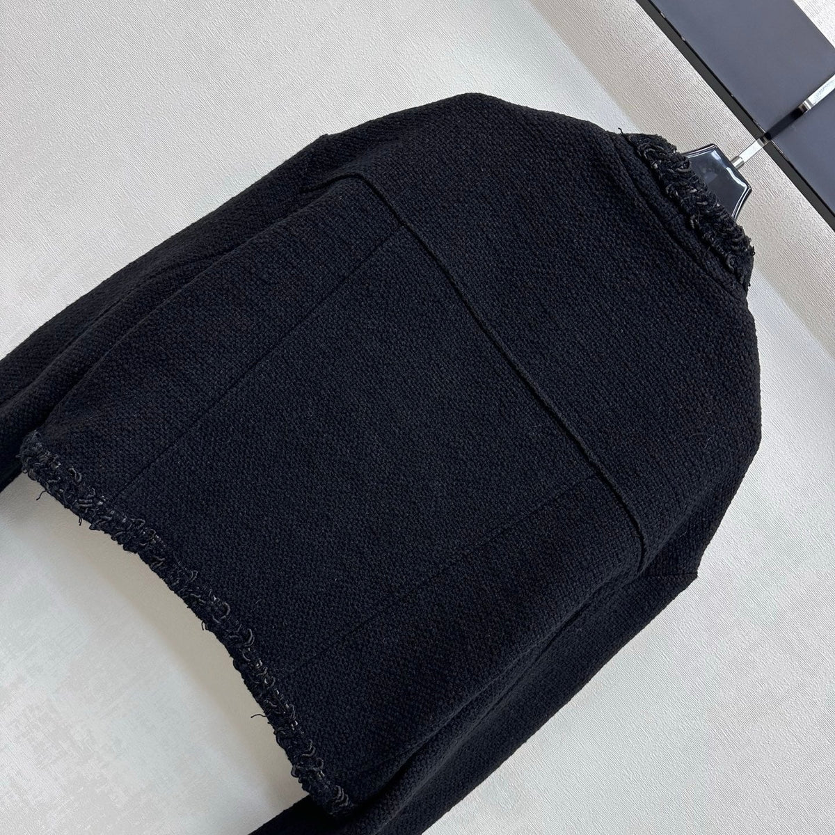 Chanel/Bound-Edge Crew-Neck Tweed Jacket
