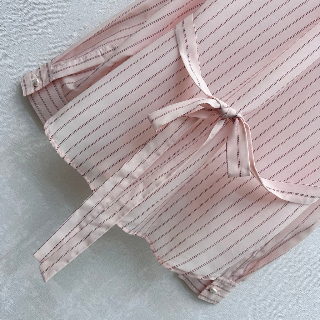 Chanel/Striped Shirt with Self-Tie Waist