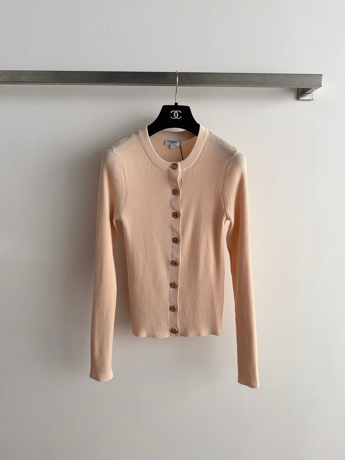 Chanel/Vertical-Ribbed Knit Cardigan