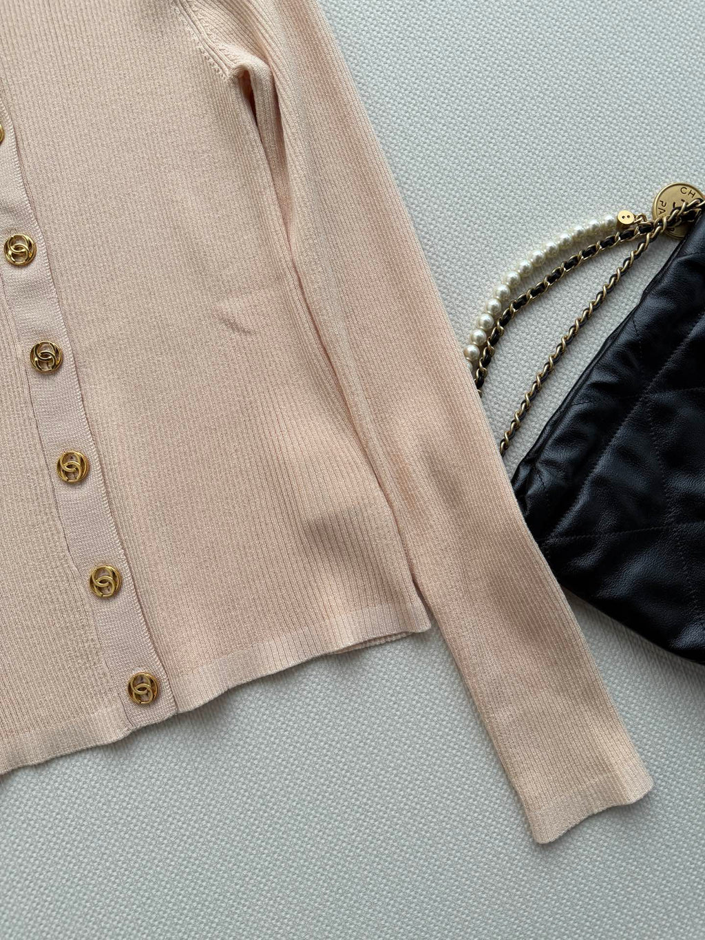 Chanel/Vertical-Ribbed Knit Cardigan