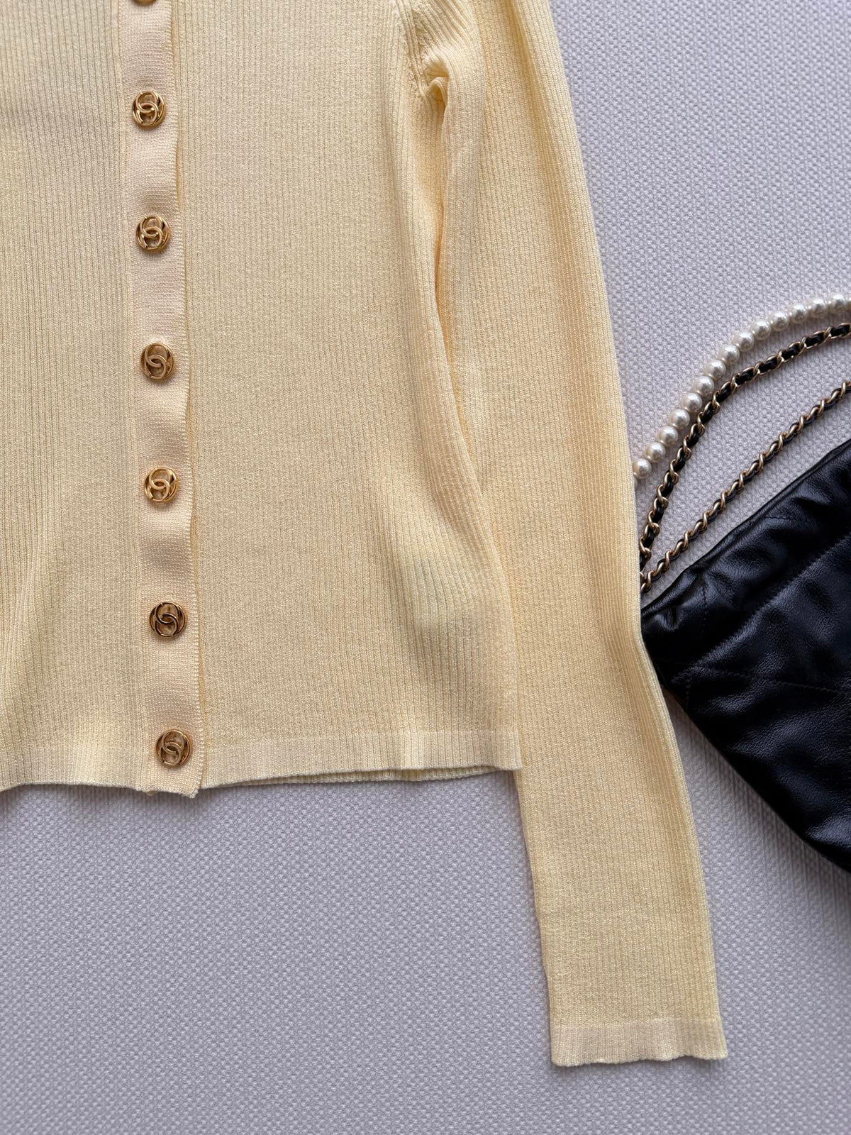 Chanel/Vertical-Ribbed Knit Cardigan