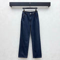 Chanel/Leather-Patch Bootcut Denim Trousers