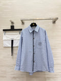 Textured Blue and White Striped Shirt