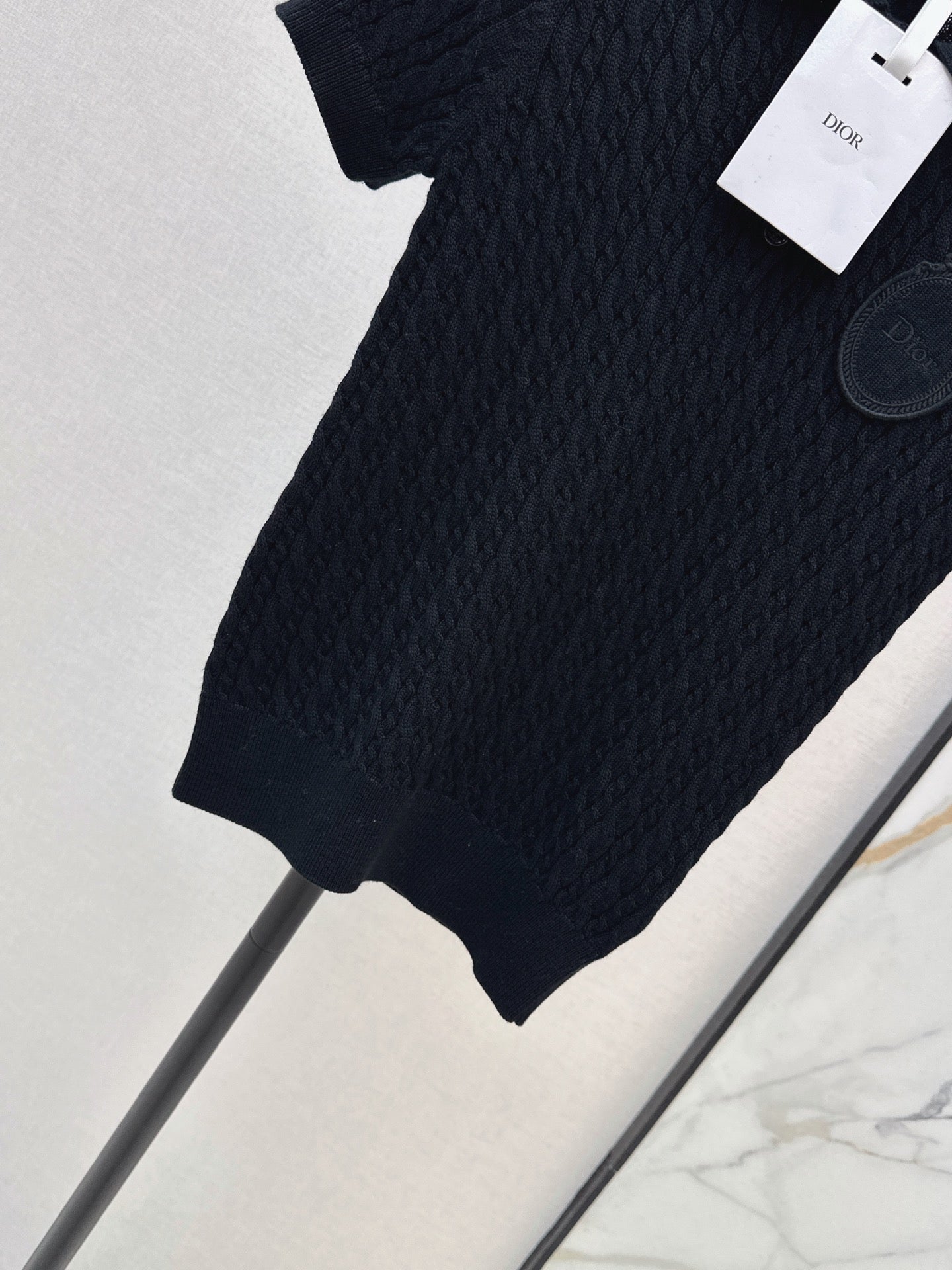 Short-sleeved knitted polo sweater