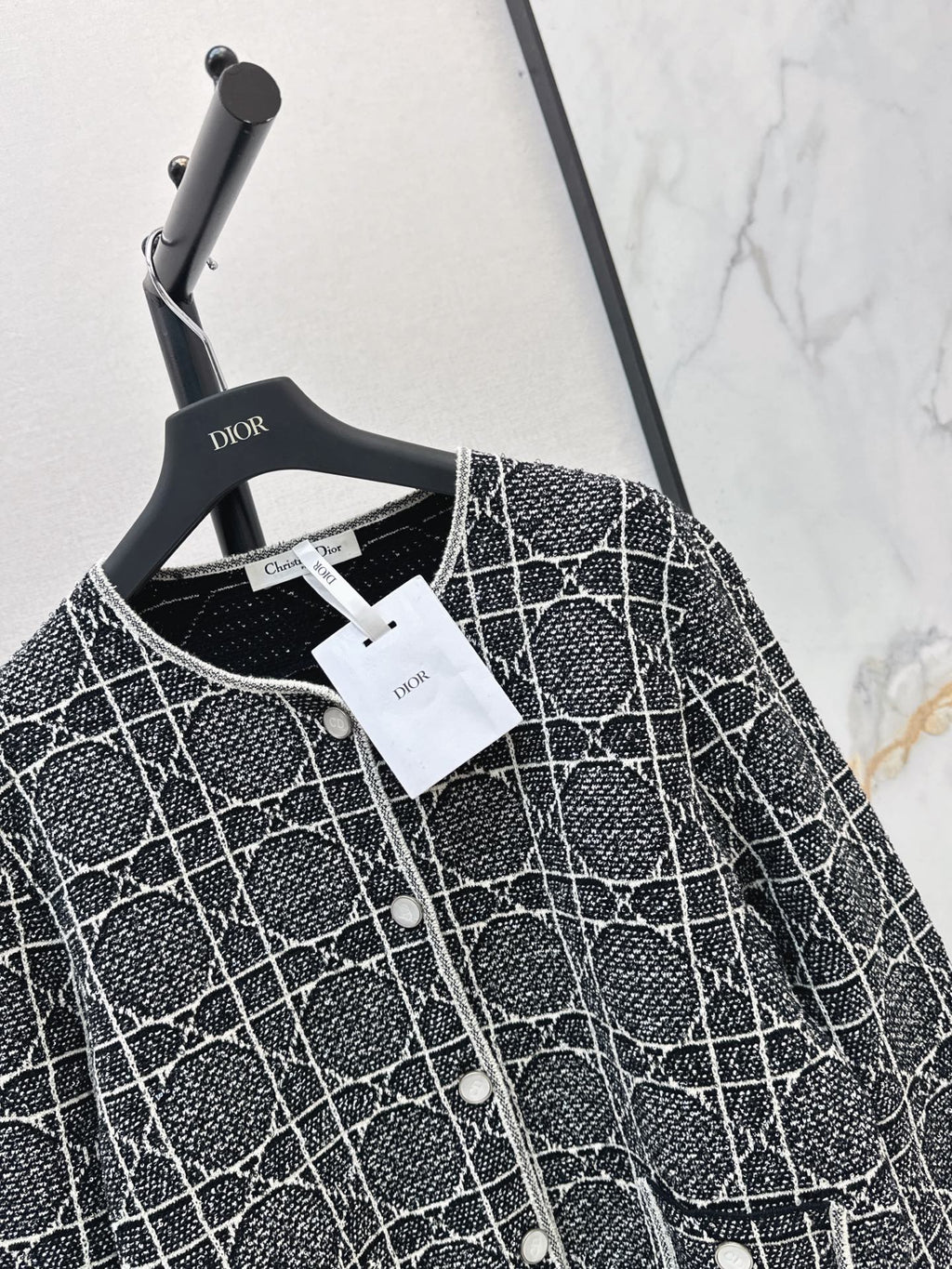 Cannage-pattern knit cardigan