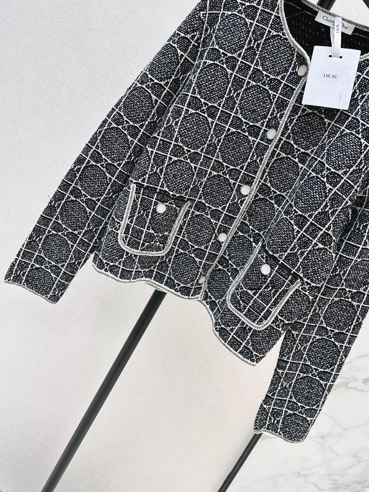 Cannage-pattern knit cardigan