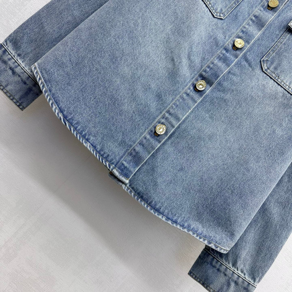 Denim Shirt with Quilted Elbow Patches