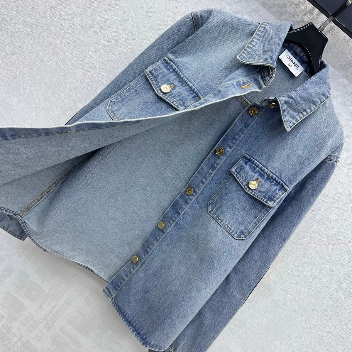 Denim Shirt with Quilted Elbow Patches
