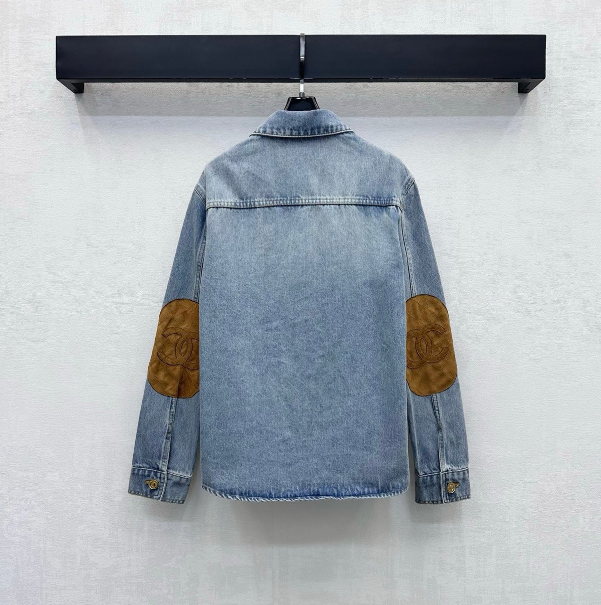 Denim Shirt with Quilted Elbow Patches