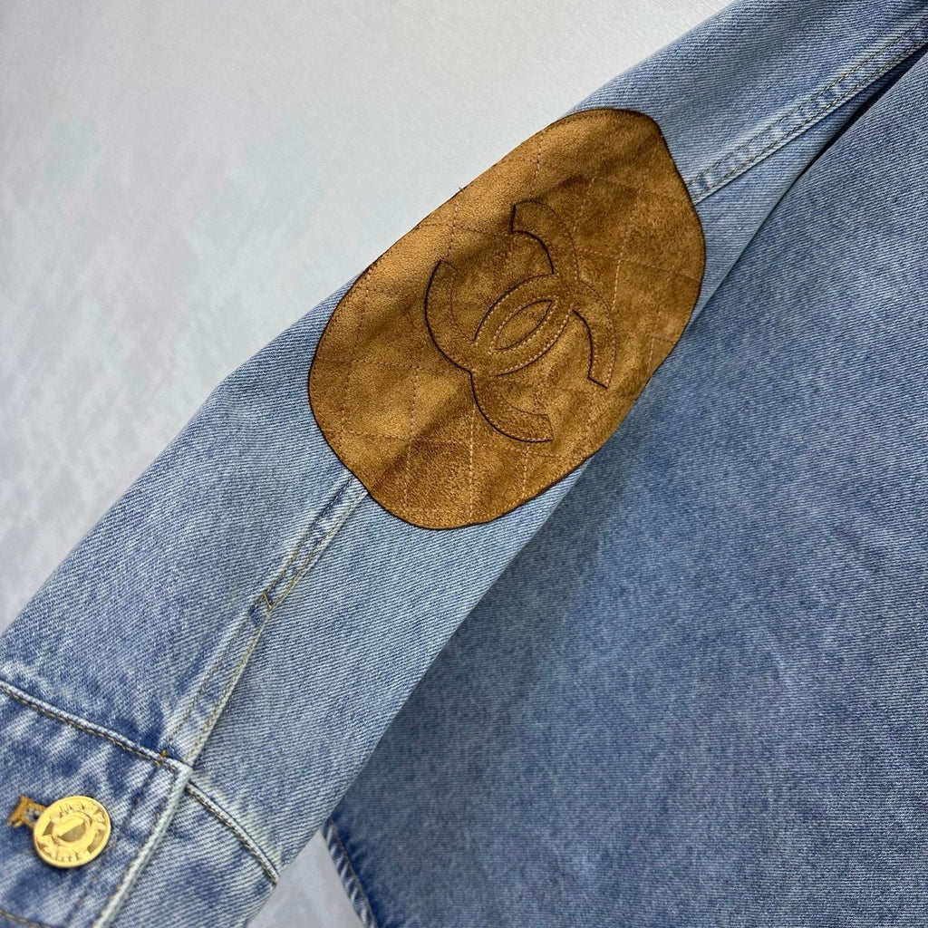 Denim Shirt with Quilted Elbow Patches