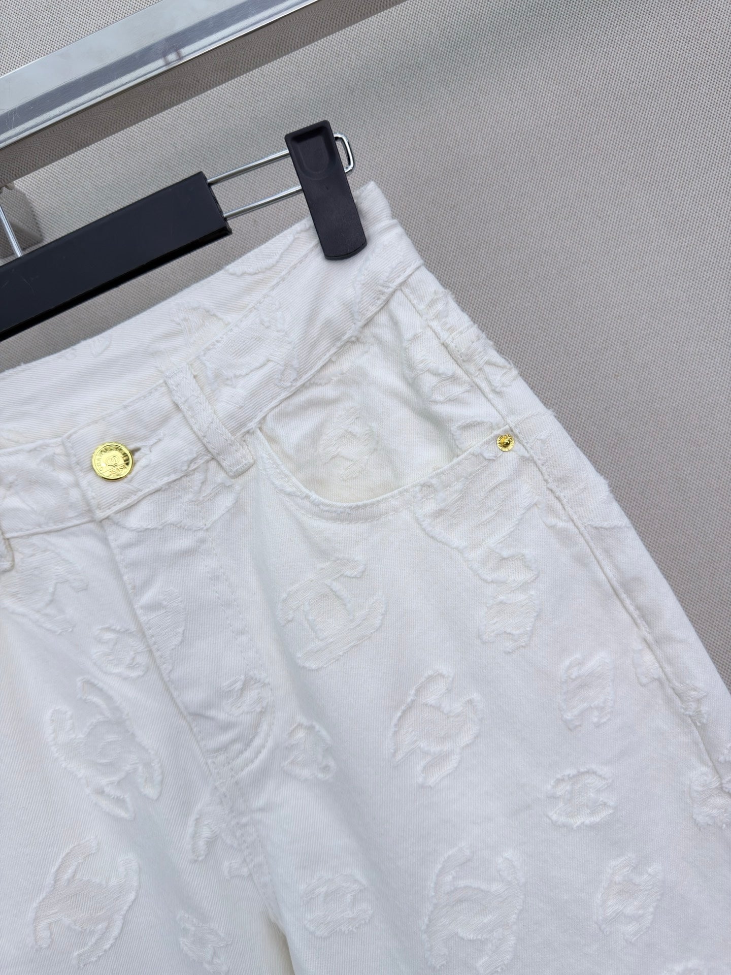 Jacquard wide-leg denim trousers