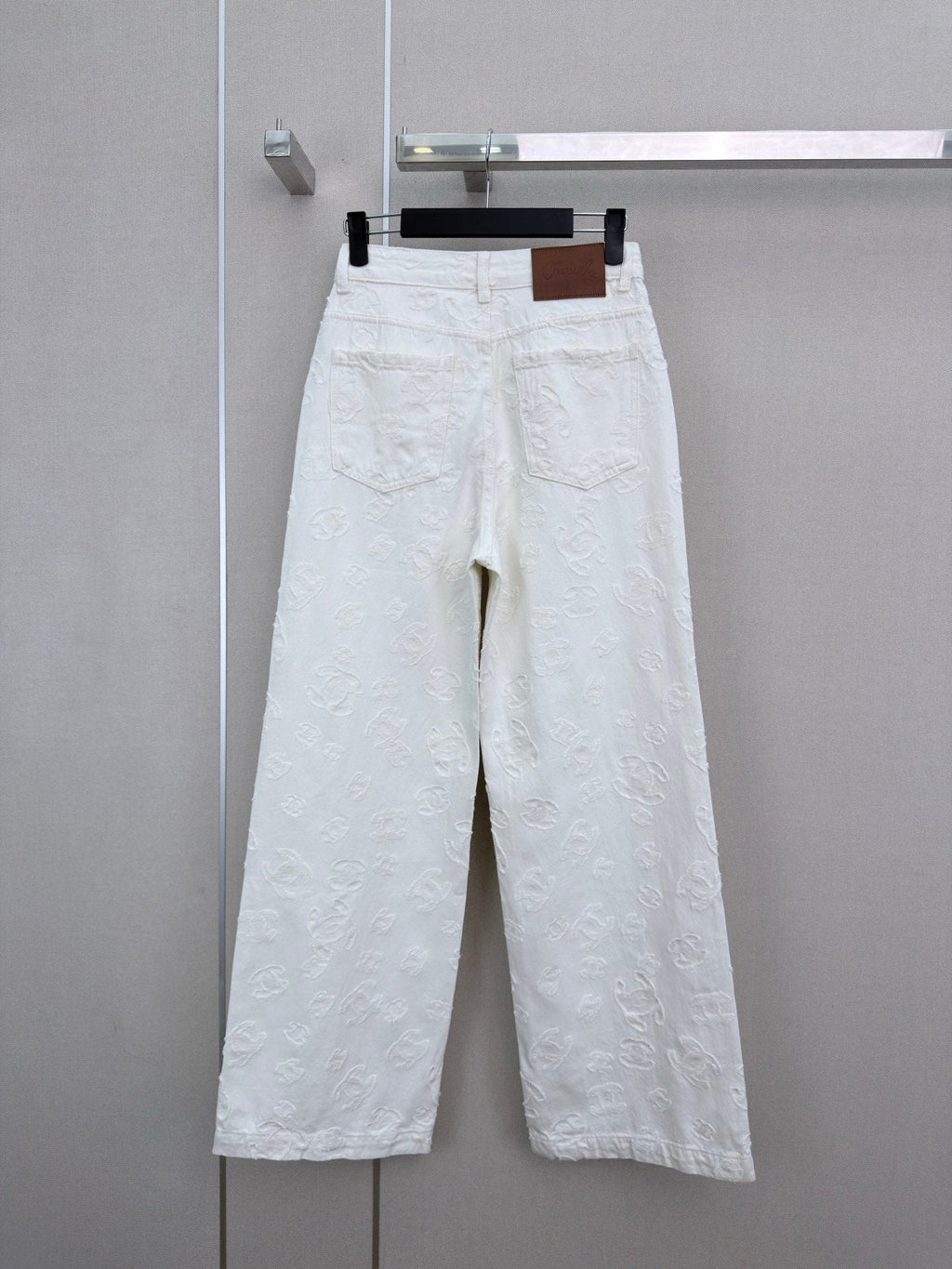 Jacquard wide-leg denim trousers