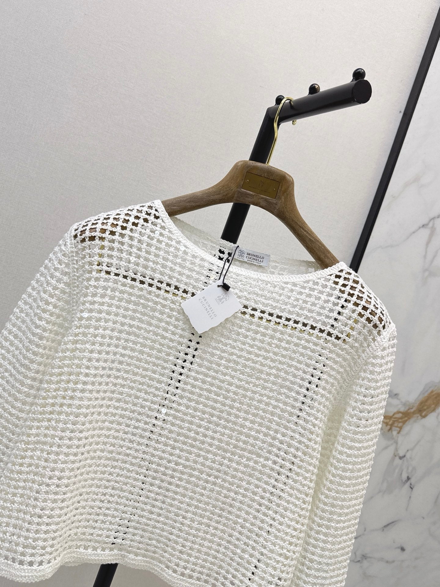 Brunello Cucinelli/ 26 Early Autumn New Hollow-Out Long Sleeve Knit