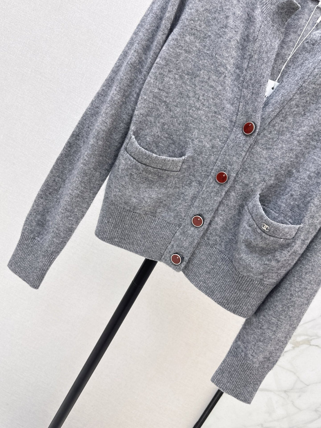 V-Neck Long-Sleeve Knit Cardigan