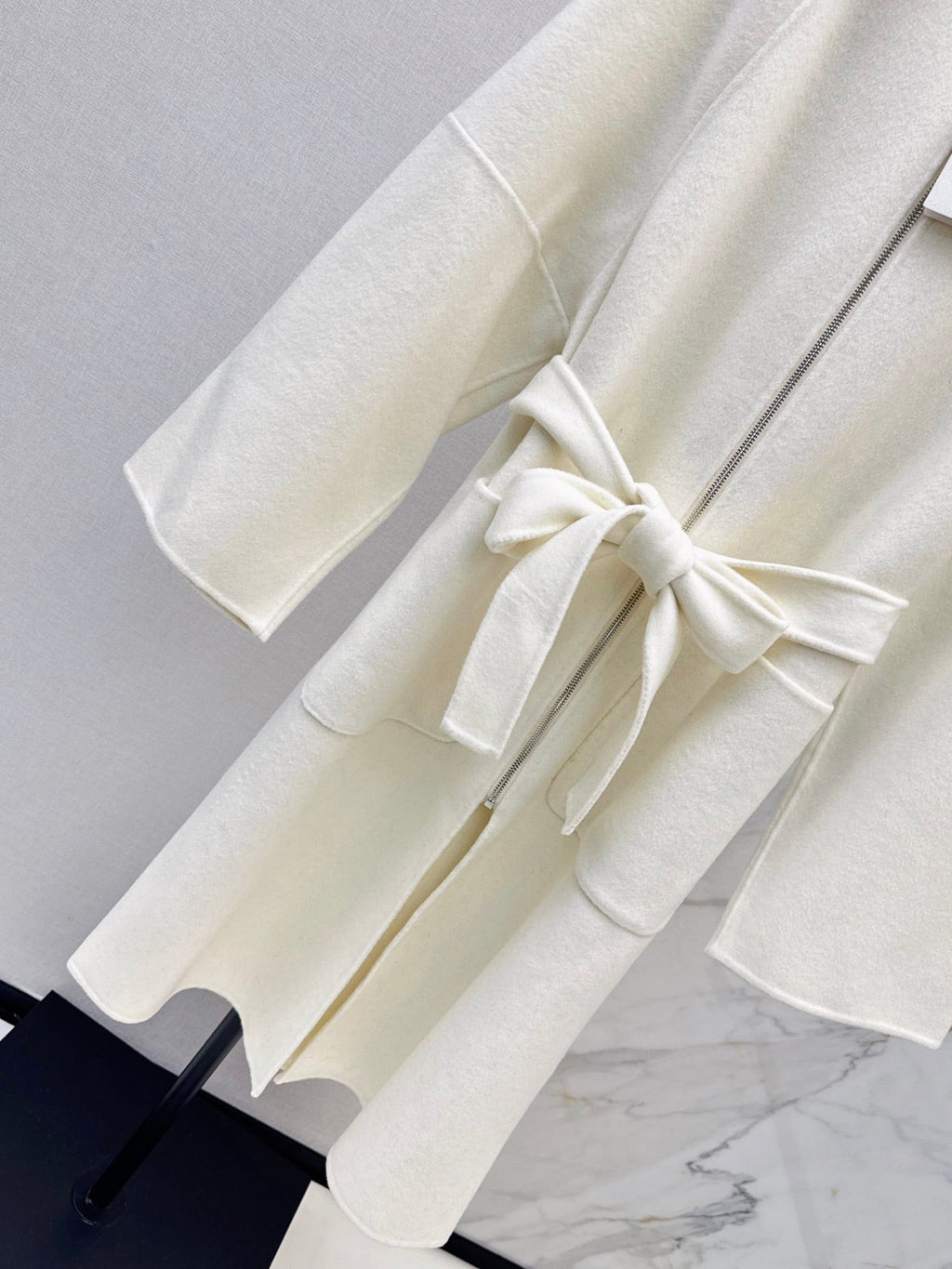 Hermès/26 Early Autumn New Double-Faced Round Neck Long Coat