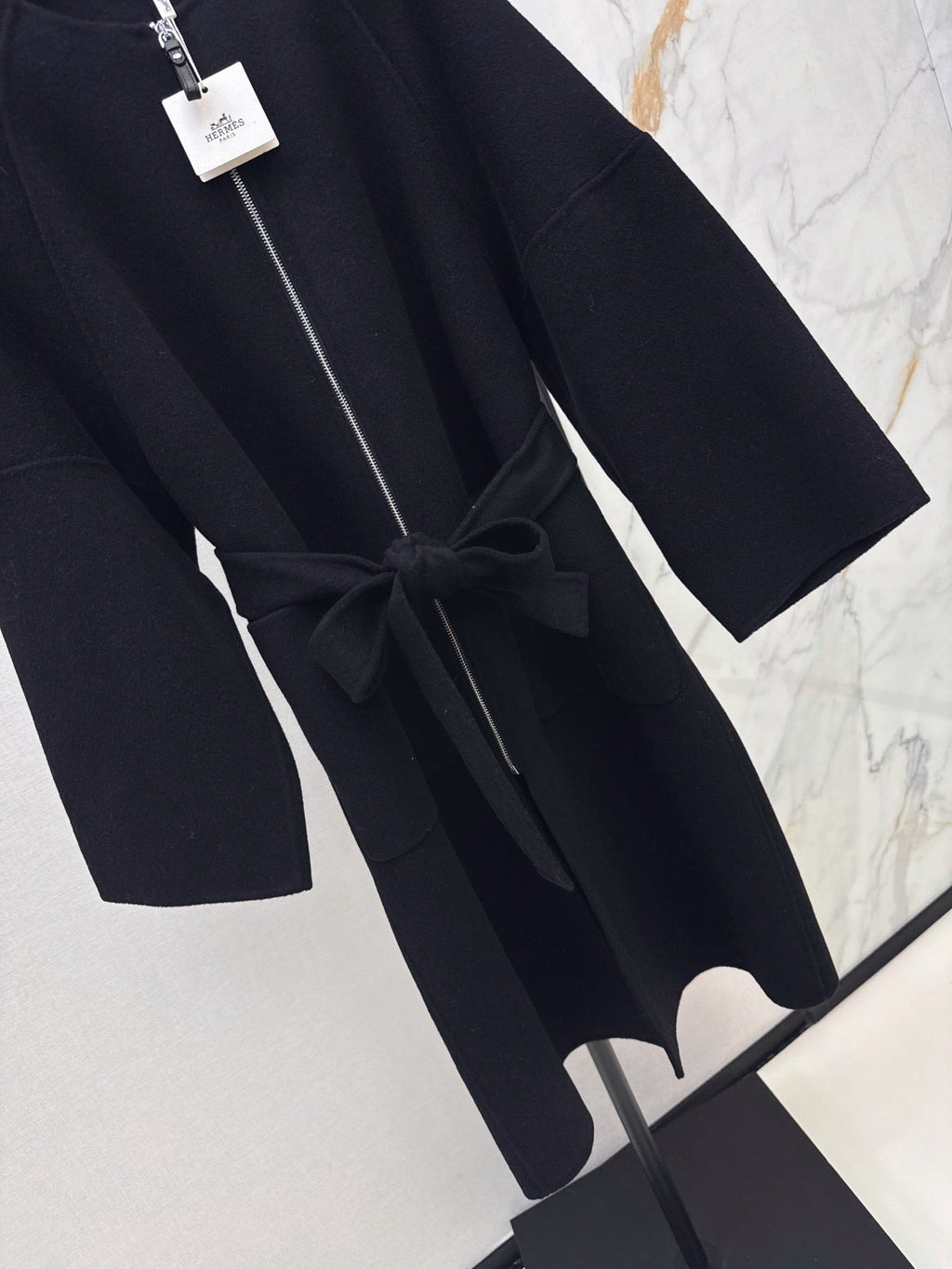 Hermès/26 Early Autumn New Double-Faced Round Neck Long Coat