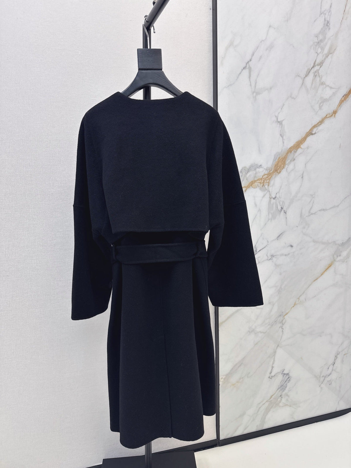 Hermès/26 Early Autumn New Double-Faced Round Neck Long Coat