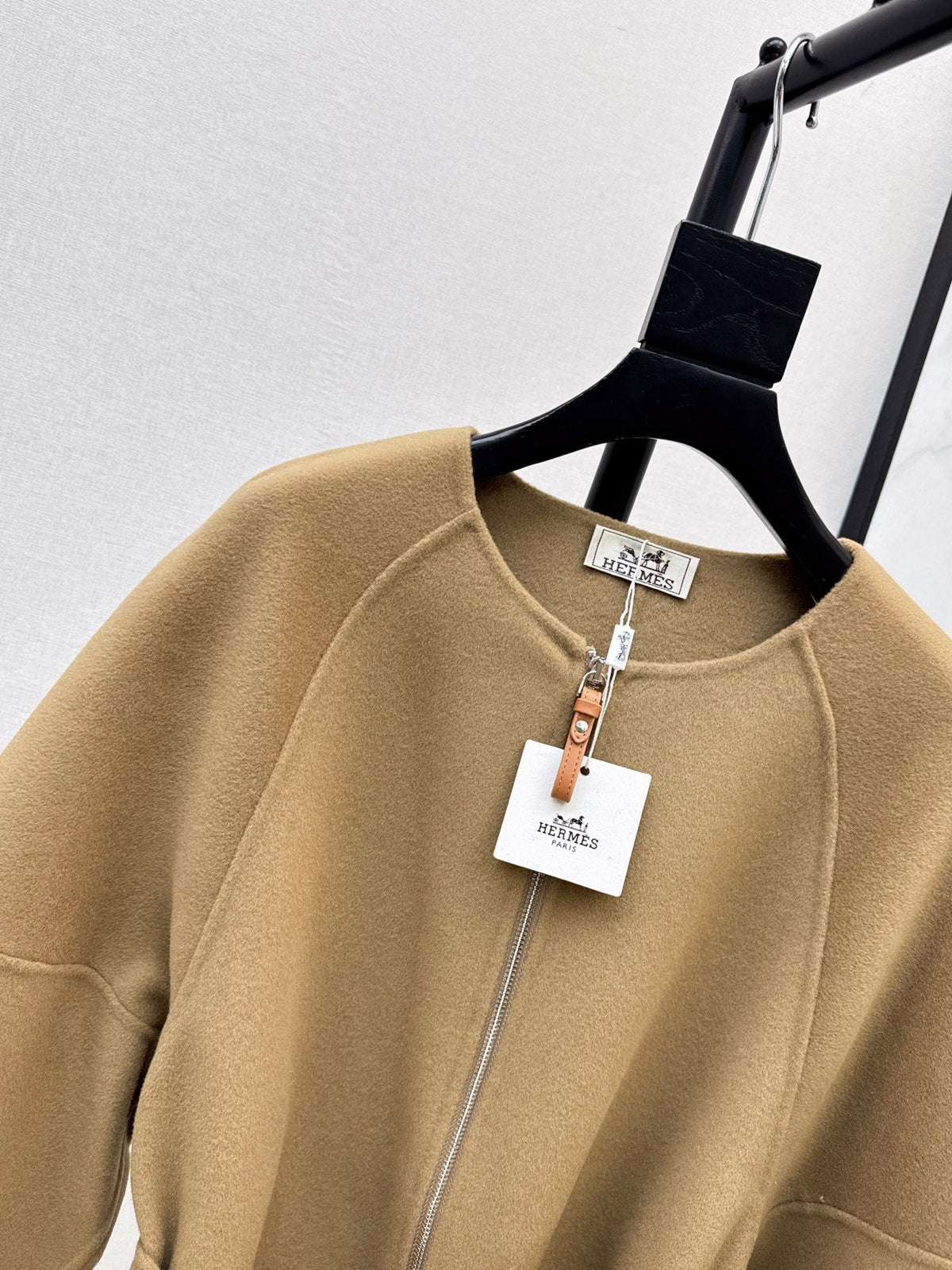 Hermès/26 Early Autumn New Double-Faced Round Neck Long Coat