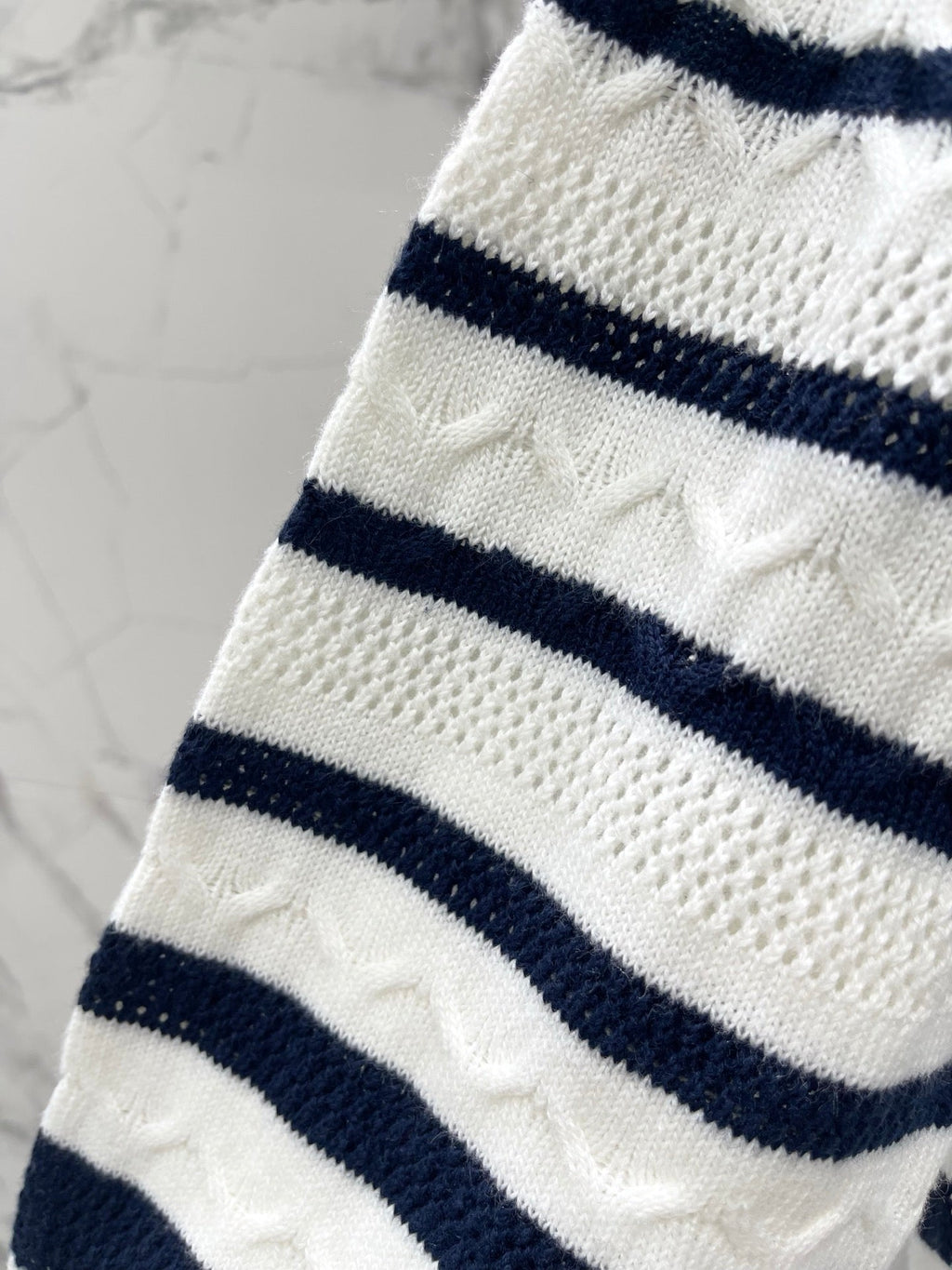 Striped Knit Top with a Sailor Collar