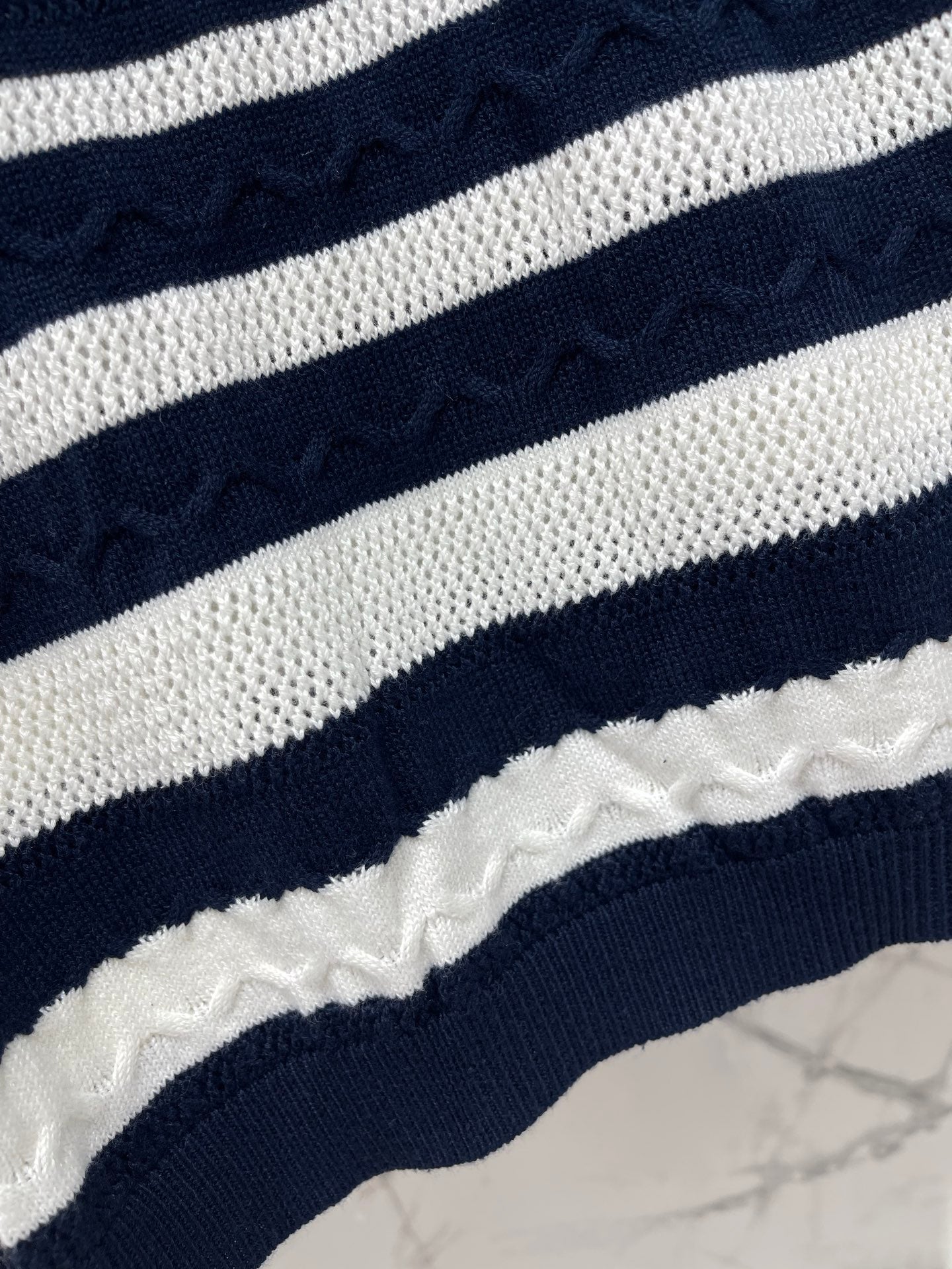 Striped Knit Top with a Sailor Collar