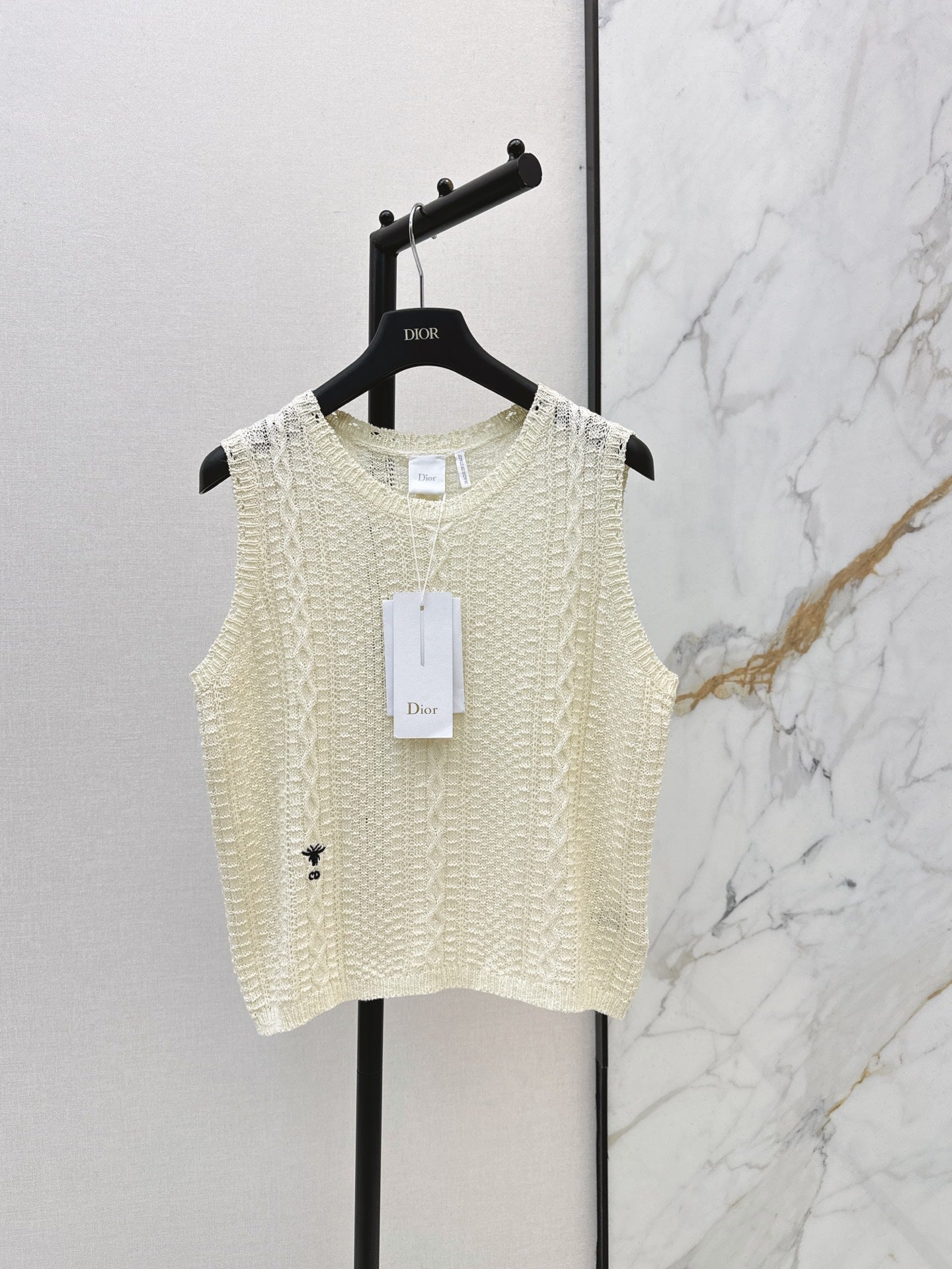 Sleeveless Crew-Neck Knit Top