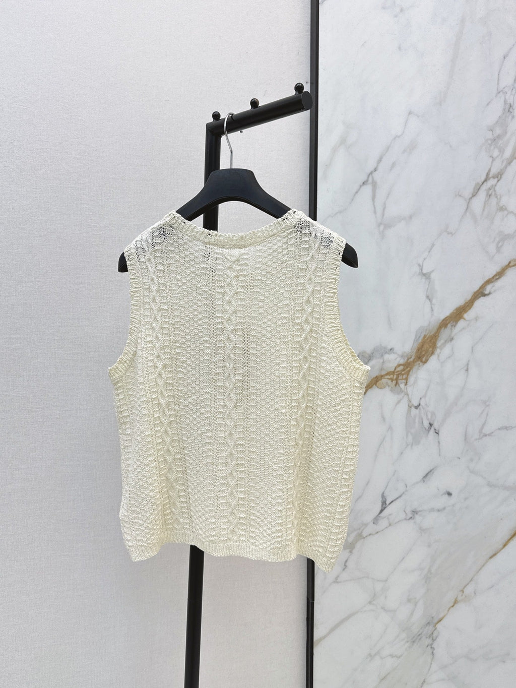 Sleeveless Crew-Neck Knit Top