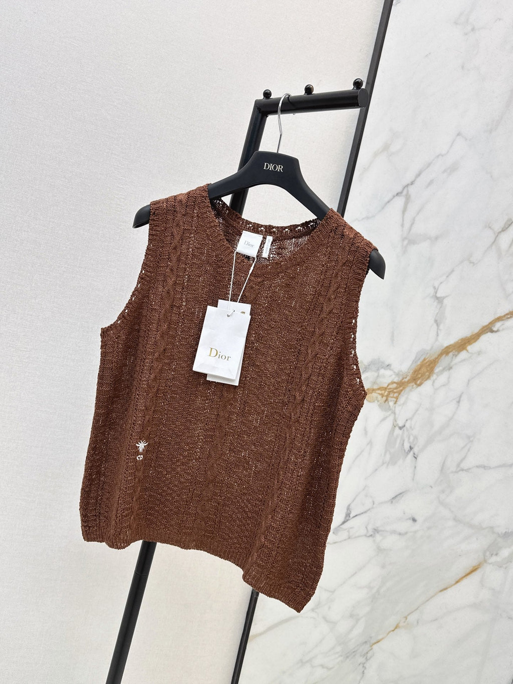Sleeveless Crew-Neck Knit Top