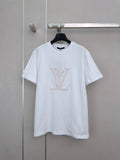 Letter-print crew-neck short-sleeve T-shirt