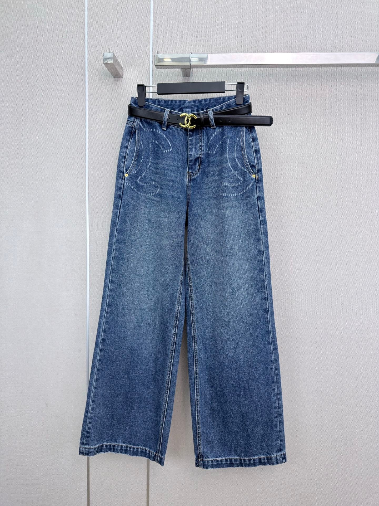 Logo Wide-Leg Denim Pants