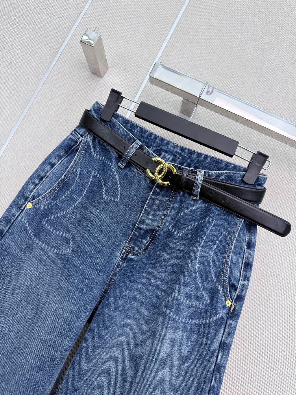 Logo Wide-Leg Denim Pants