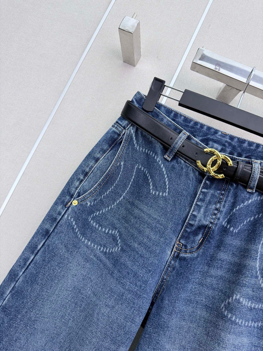 Logo Wide-Leg Denim Pants
