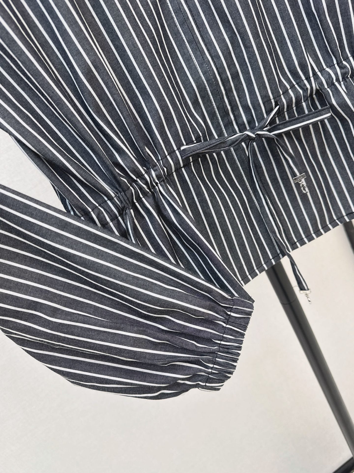 Striped Long-Sleeve Shirt with Drawstring Waist