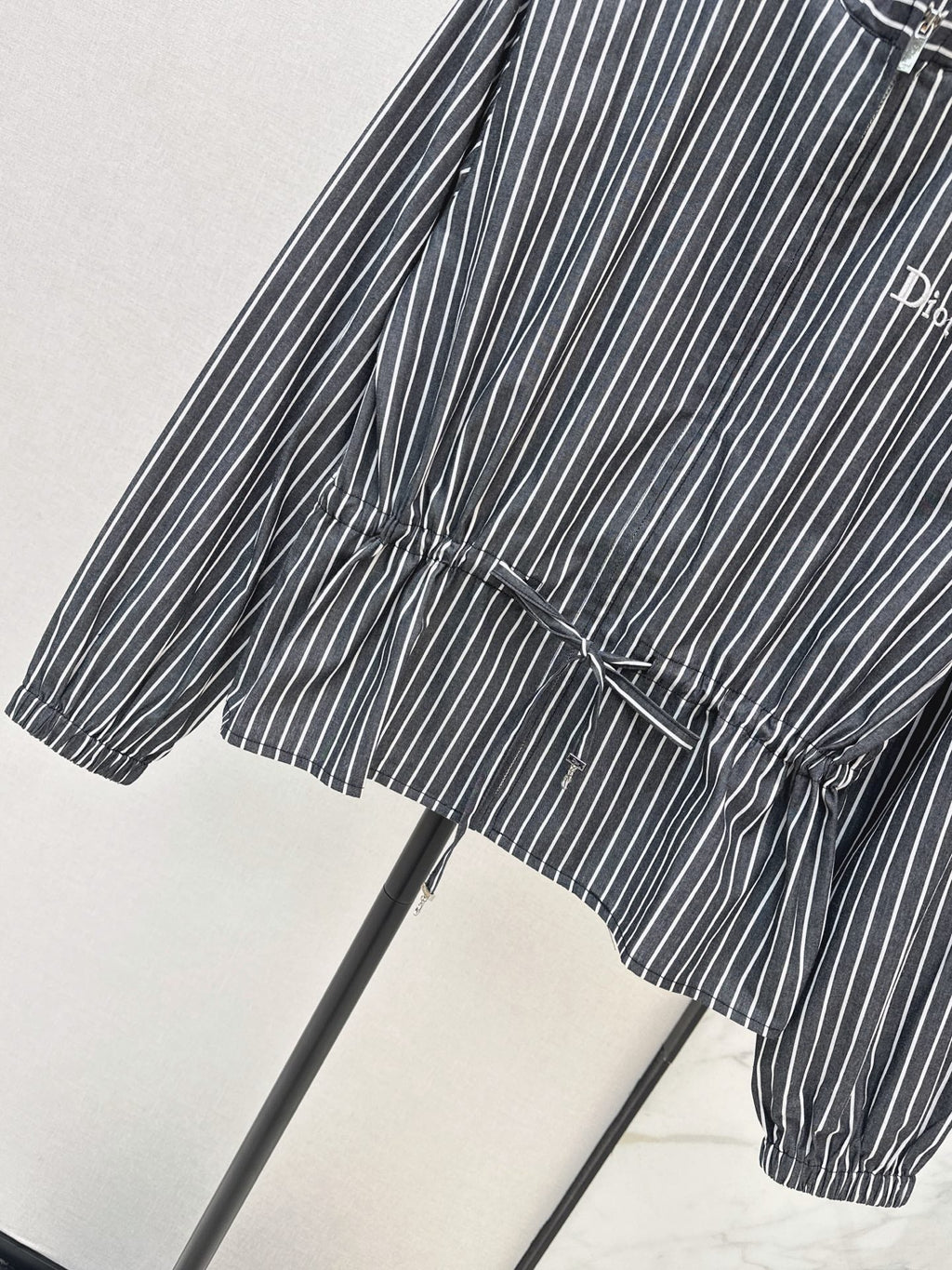 Striped Long-Sleeve Shirt with Drawstring Waist