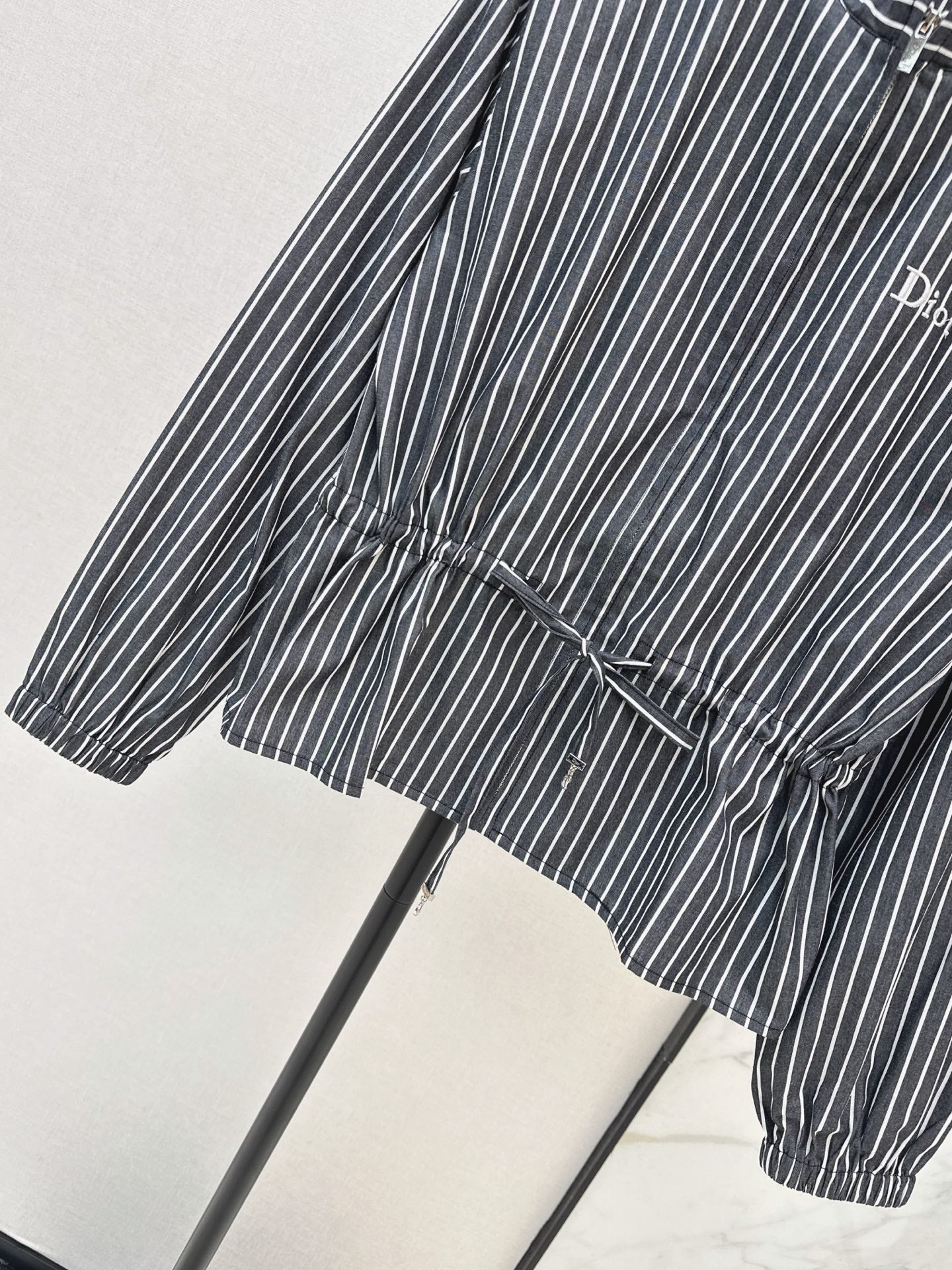 Striped Long-Sleeve Shirt with Drawstring Waist