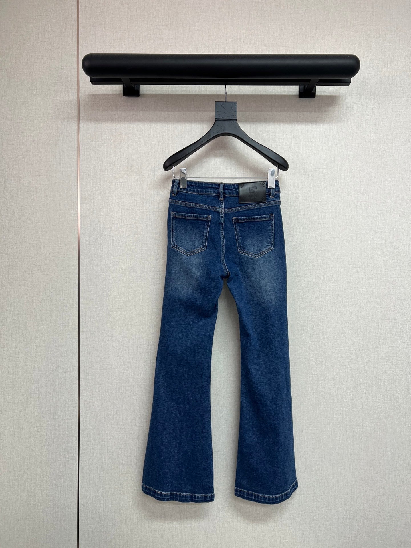 Rhinestone-Embellished Pocket Flare Jeans