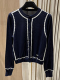 Lace-Trimmed Knit Cardigan